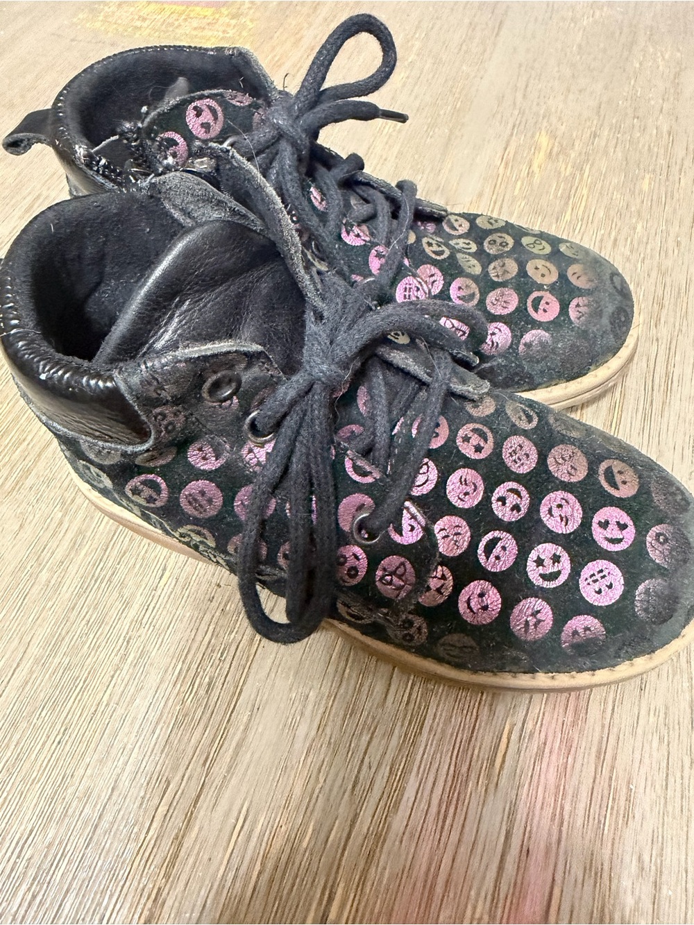 Froddo Kids Black Pink Peace Sign High Top Sneakers EU 28